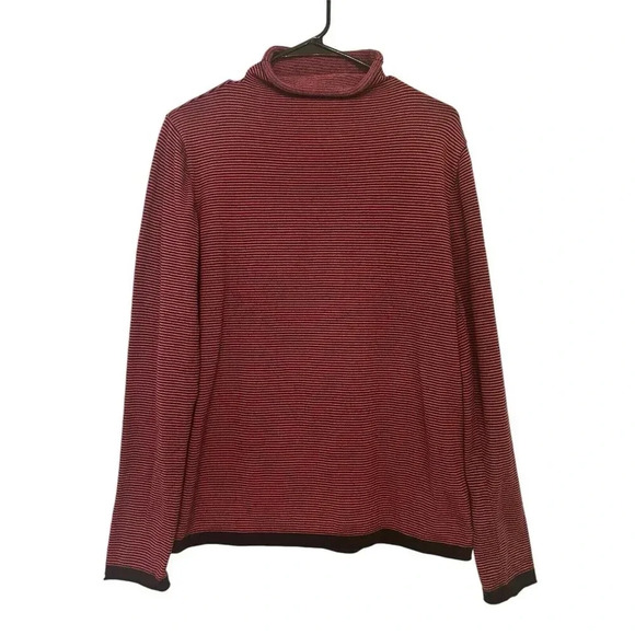 Title Nine Sweater Red Striped Long Sleeve Striped Mock Neck Size Large - Picture 1 of 16